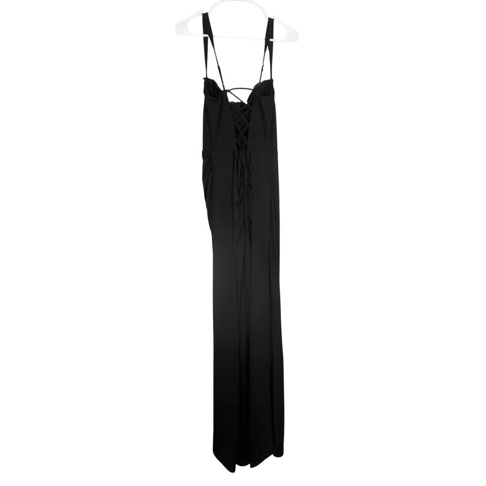 Lucy in the Sky Bustier Top Maxi Dress Black Criss Cross Back Sz XL Formal Sexy - Picture 2 of 12